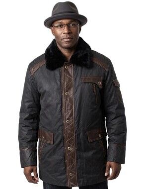 Fur Lined Poly and Leather Jacket